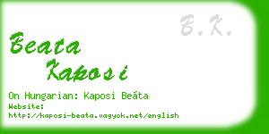 beata kaposi business card